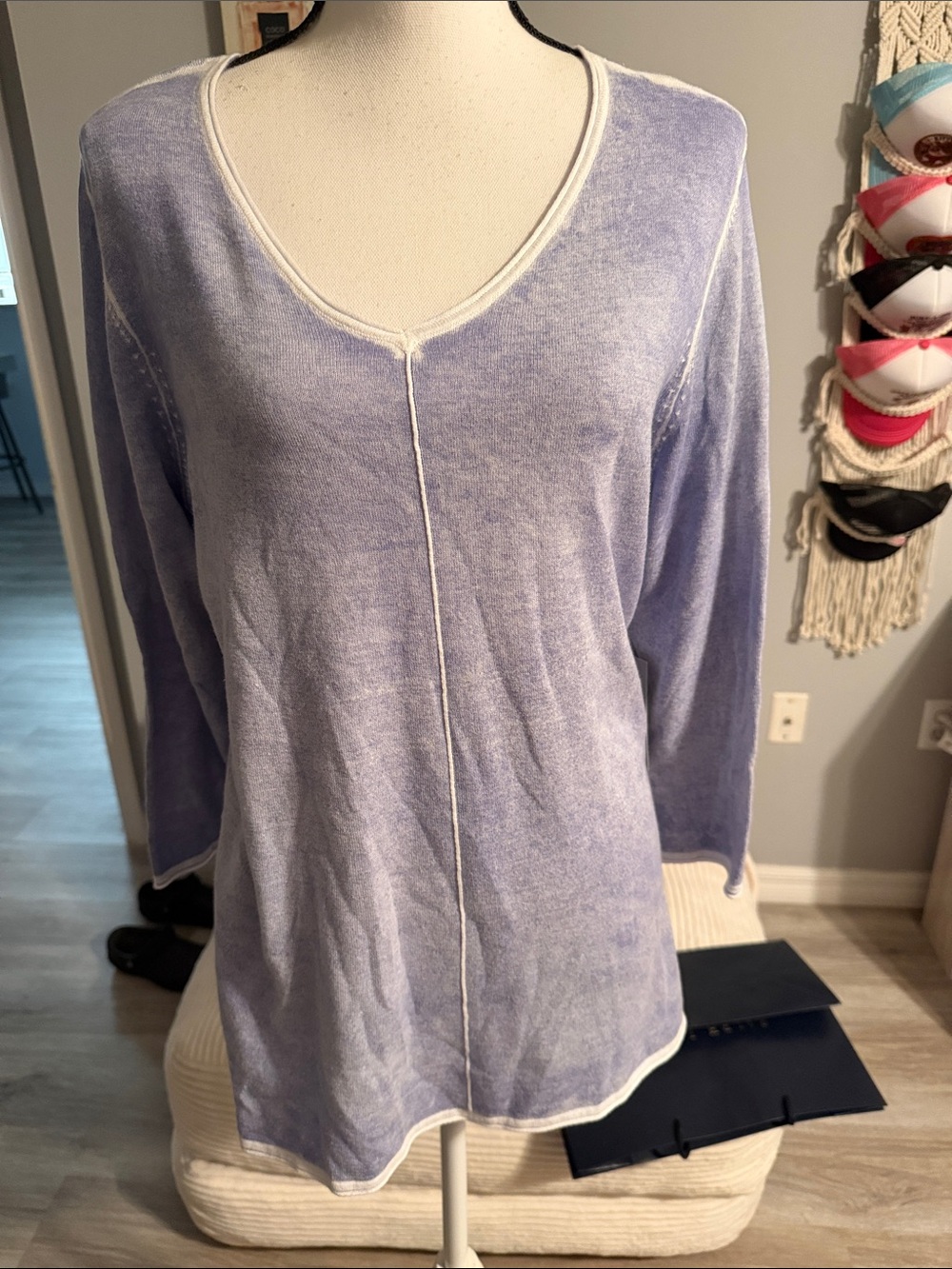NEW Habitat clothes to live in blue v neck top large